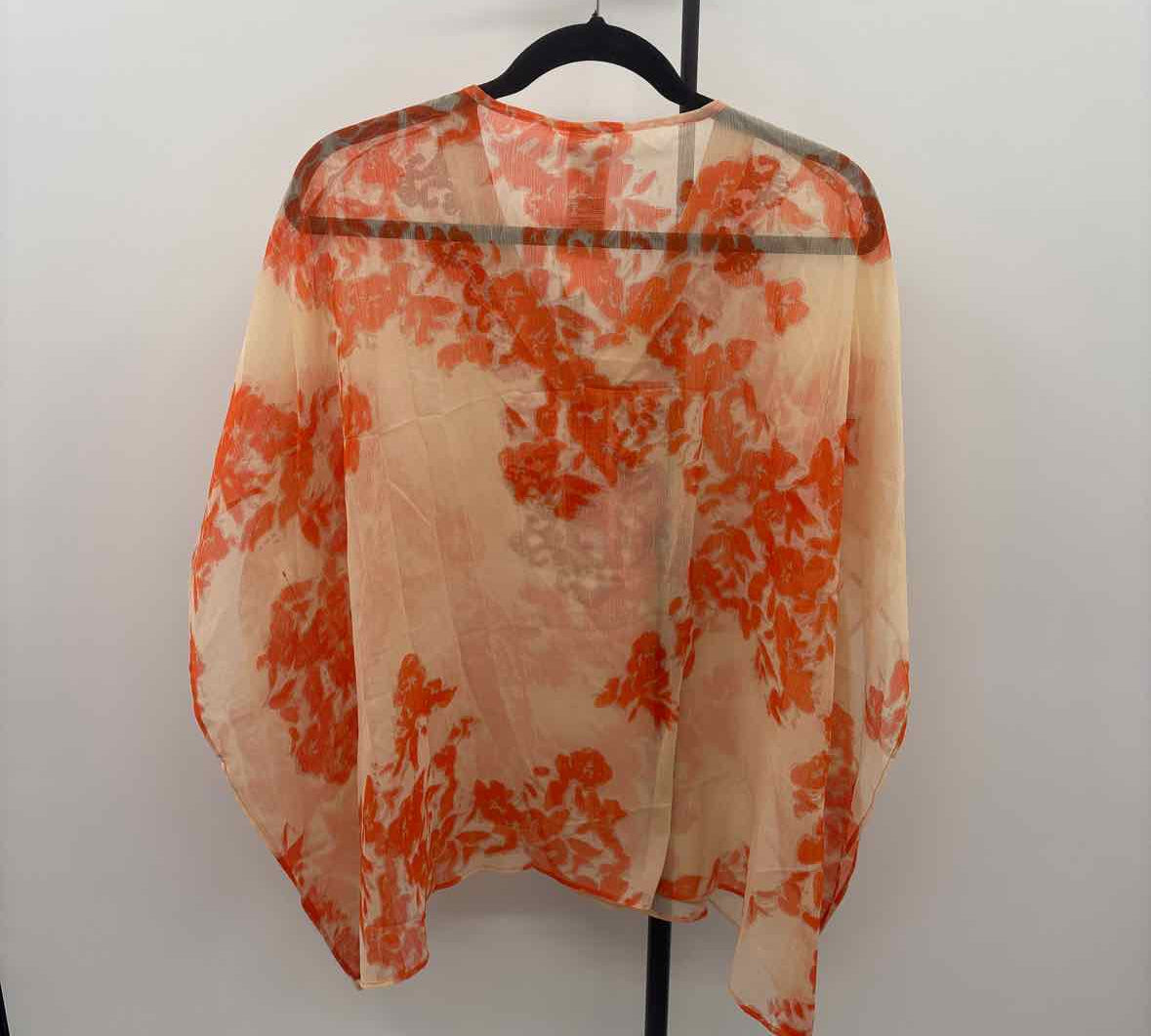 Chico's Women's Size S/M Orange Embroidered Poncho