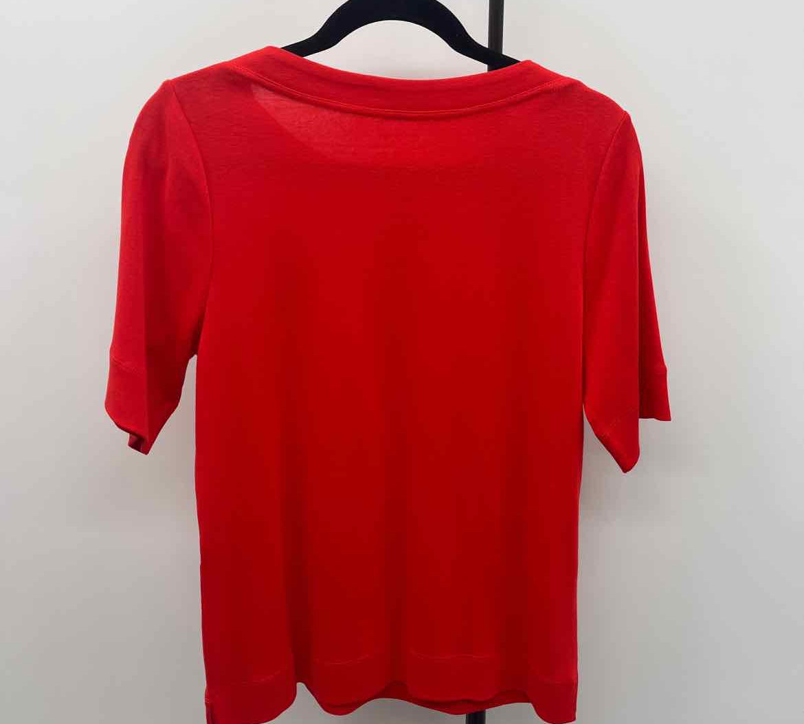 Chico's Women's Size M Red Solid Short Sleeve Shirt