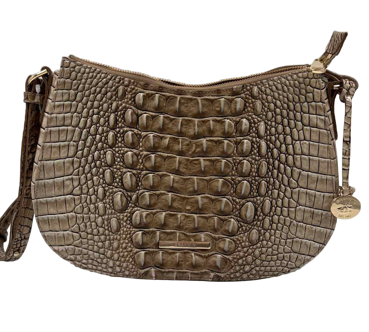 BRAHMIN Croc-Embossed Brown SHAYNA BISCUIT MELBOURNE Shoulder Bag Purse