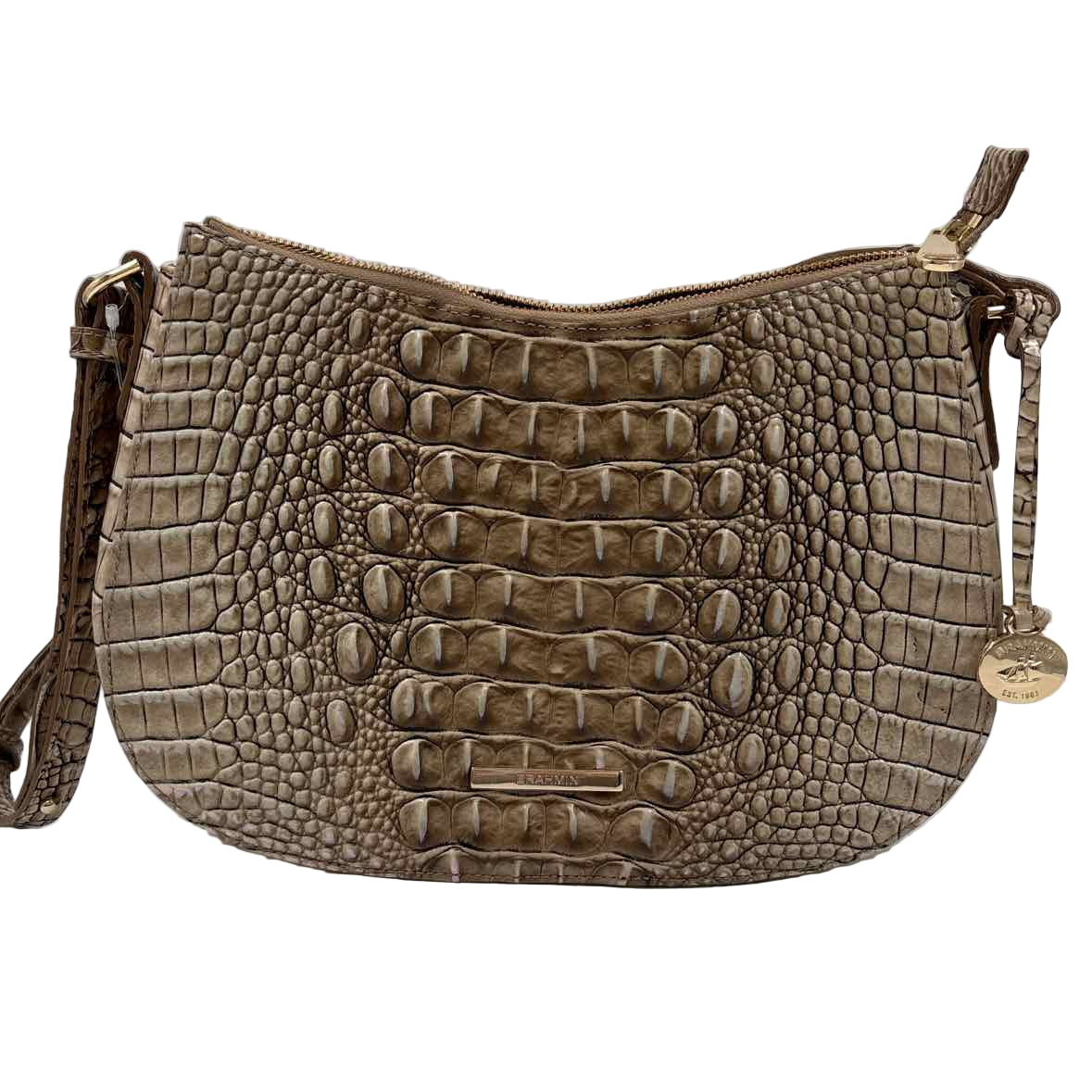 BRAHMIN Croc-Embossed Brown SHAYNA BISCUIT MELBOURNE Shoulder Bag Purse