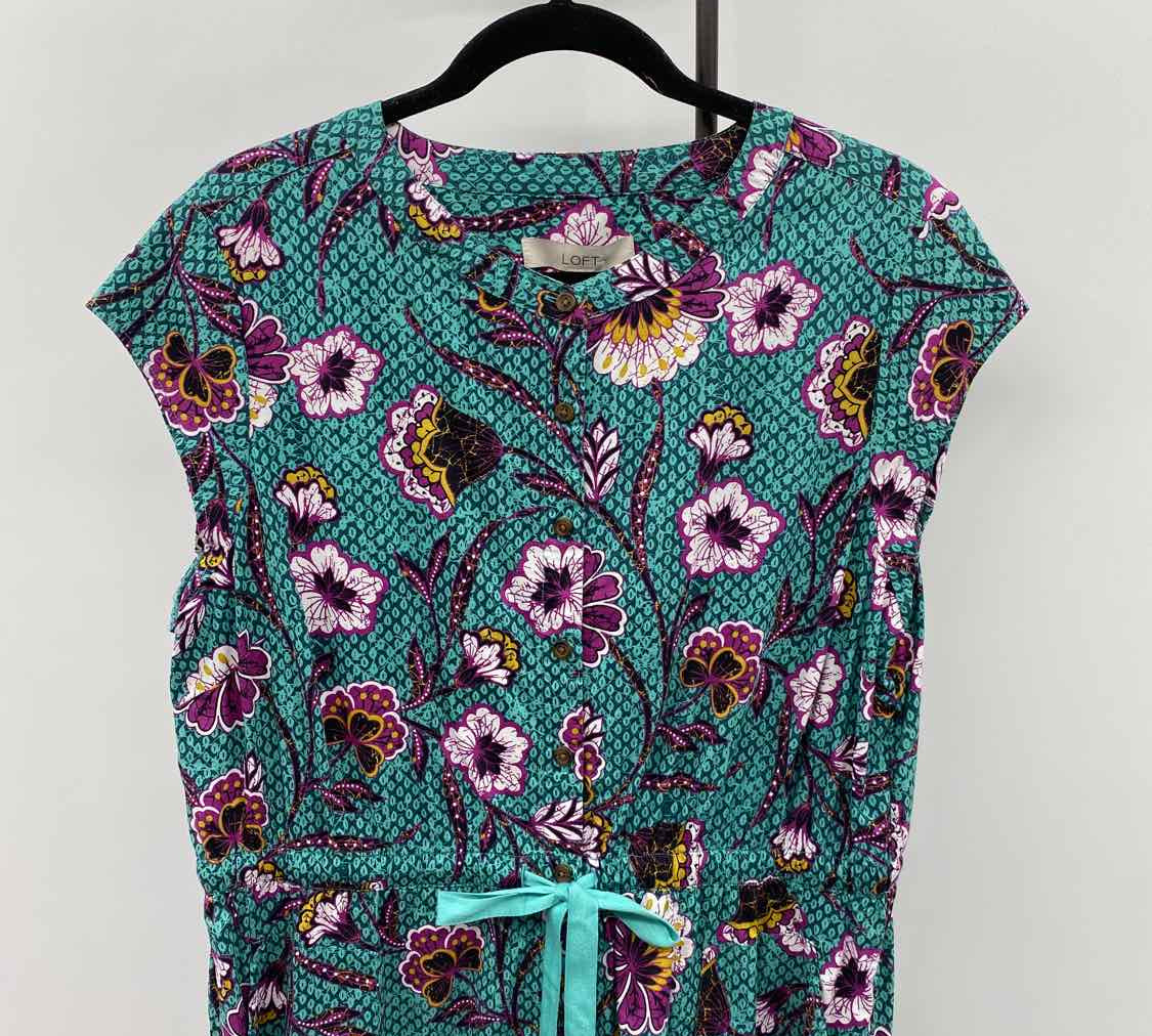 Loft Women's Size 14 Teal Floral Dress