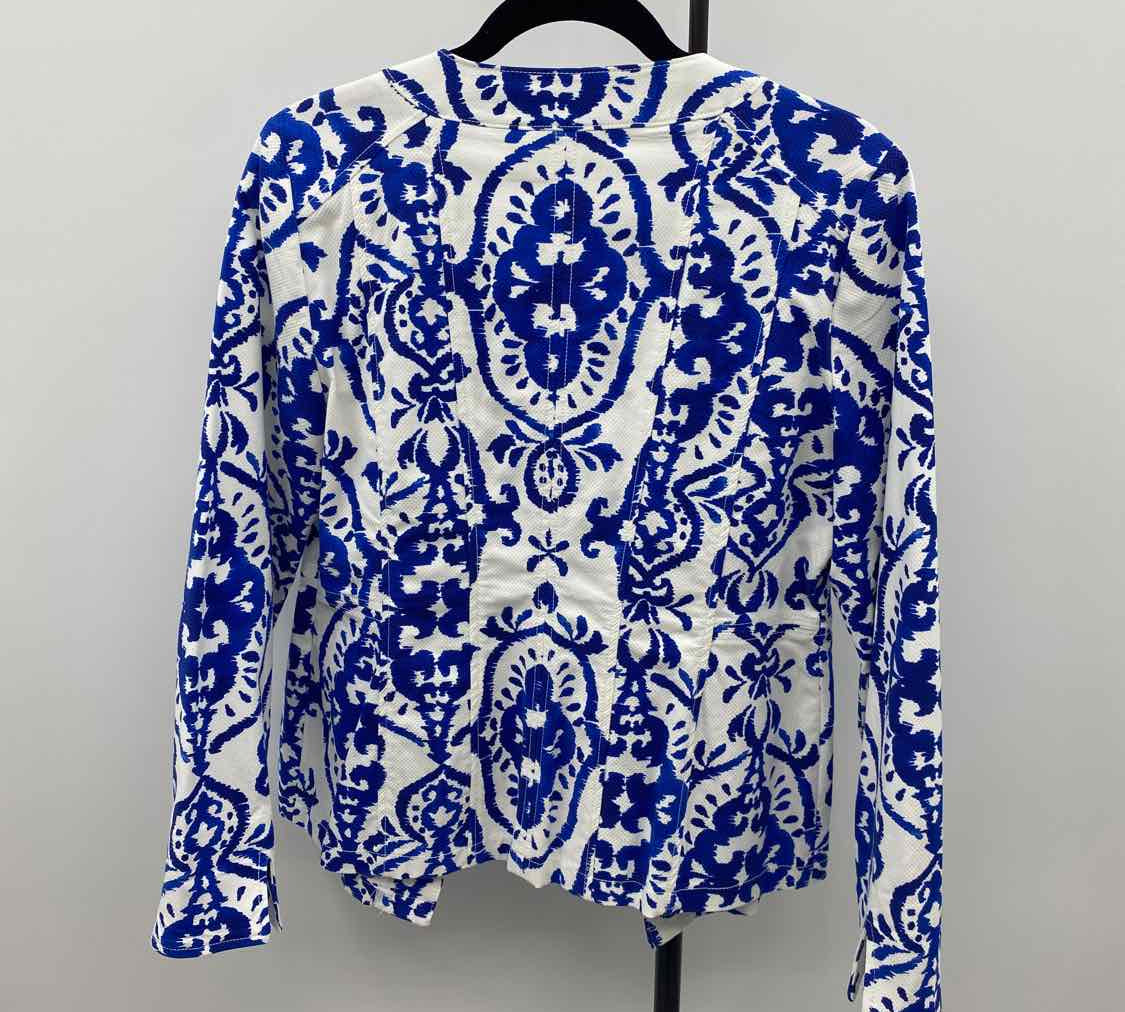 Chico's Women's Size M Royal Blue Damask Jacket