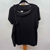 White House Black Market Women's Size XL Black Rhinestones Short Sleeve Shirt