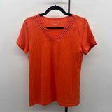 Talbots Women's Size S Orange Crochet Short Sleeve Shirt