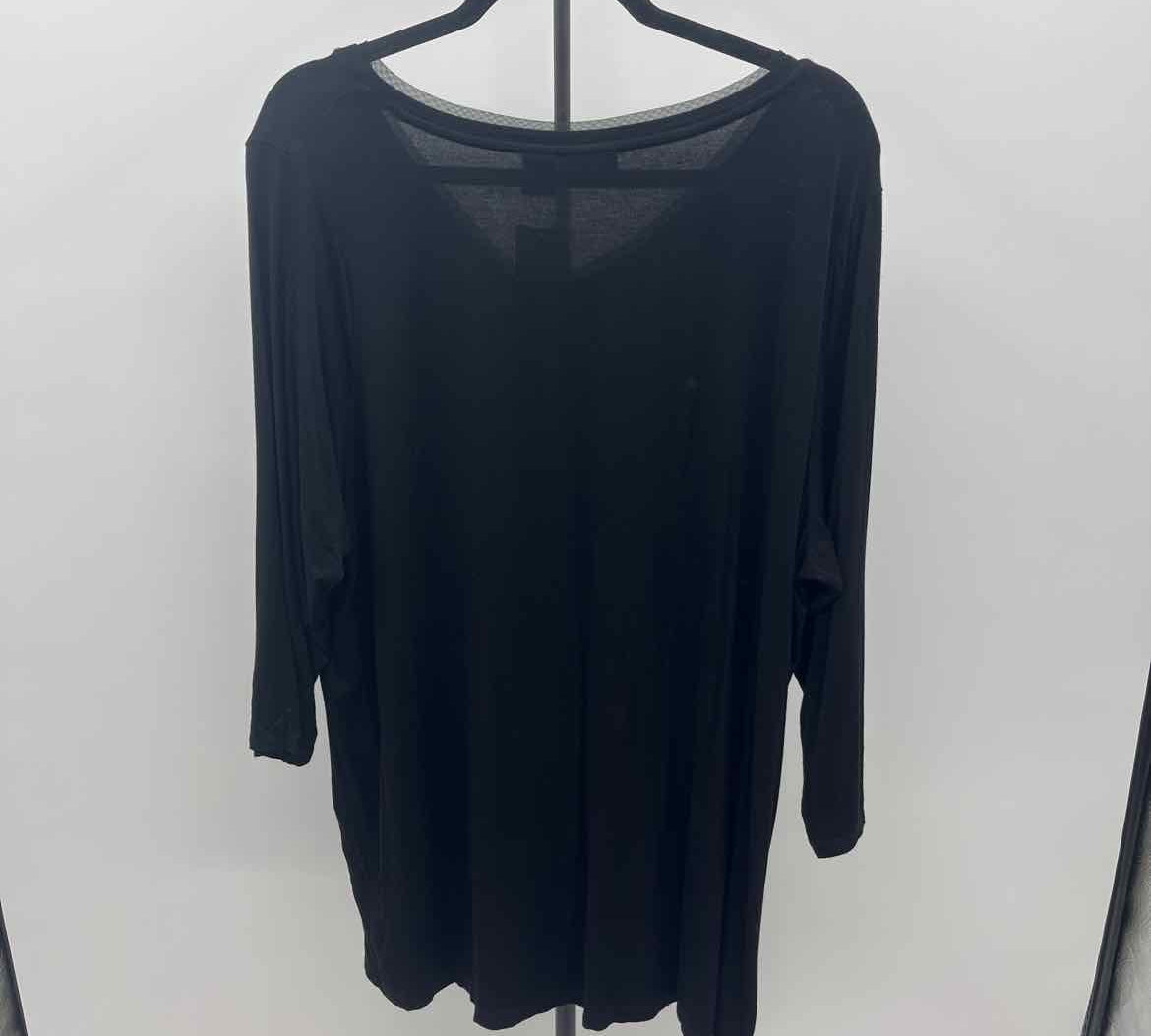 Tahari Women's Size 2X Black Solid Long Sleeve Shirt