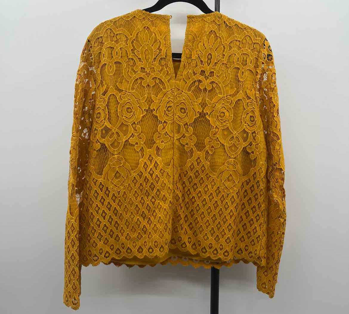 Moulinette Soeurs Women's Size L Mustard Yellow Lace Long Sleeve Shirt
