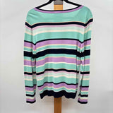 Talbots Women's Size XL Aqua Stripe Long Sleeve Shirt