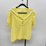 Chico's Women's Size L Yellow Heathered Short Sleeve Shirt