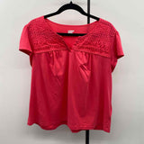 Lands End Women's Size L coral Solid Short Sleeve Shirt
