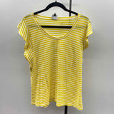 CABI Women's Size M Yellow Stripe Short Sleeve Shirt