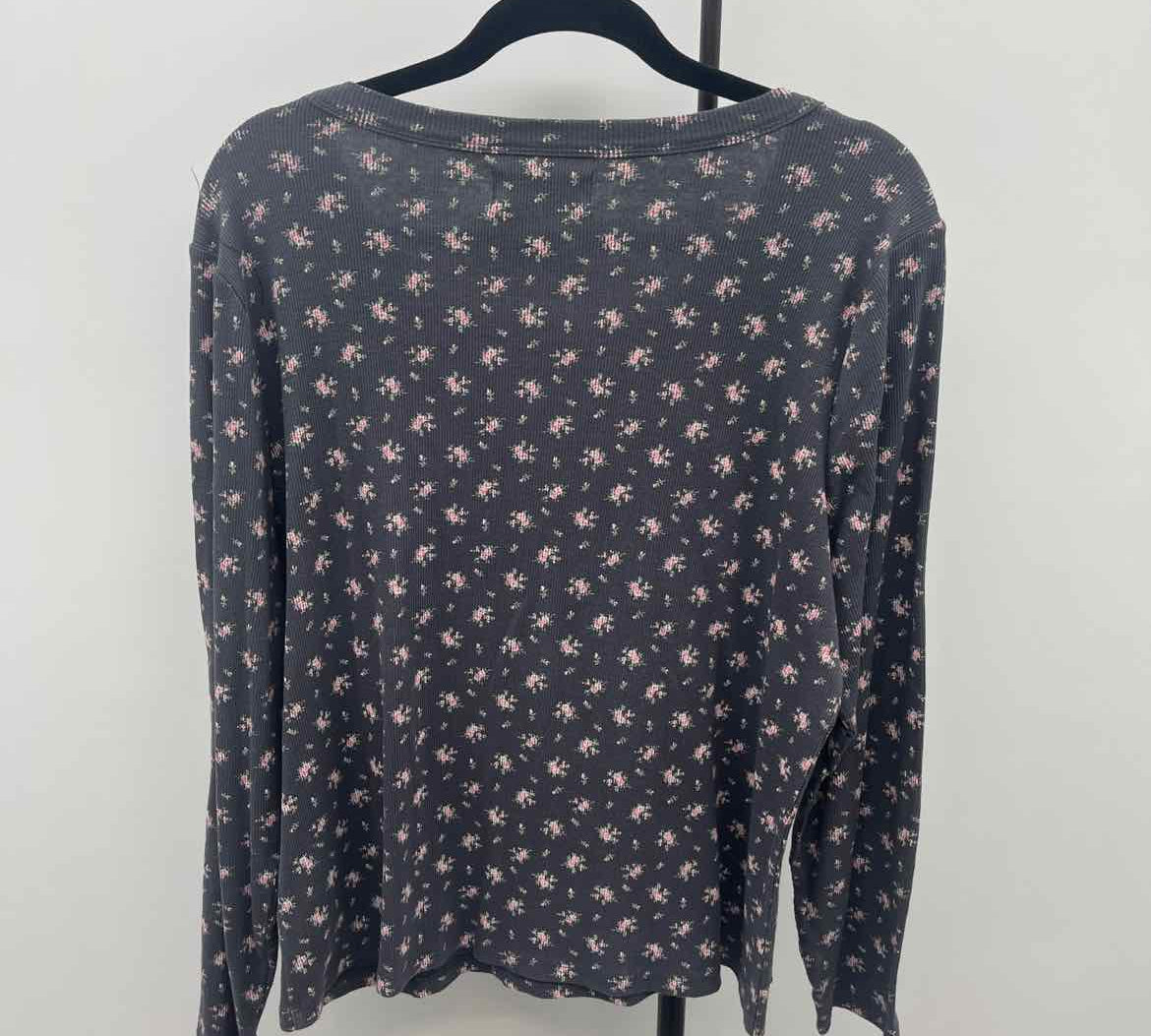 Lucky Brand Women's Size XXL Gray Floral Long Sleeve Shirt