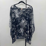Chico's Women's Size L/XL Navy Damask Short Sleeve Shirt