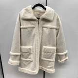Elan Women's Size M Ivory Solid Coat