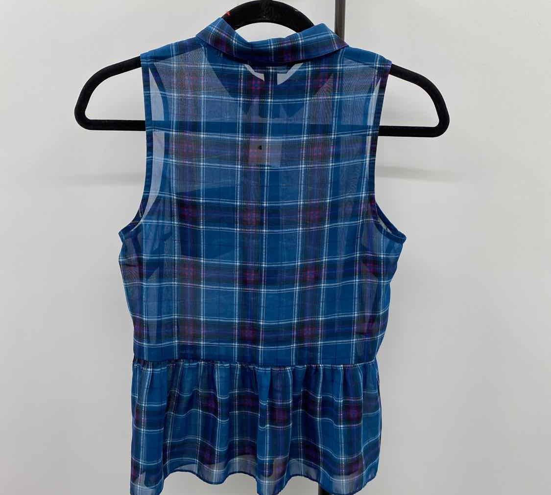 American Eagle Junior's Size S Blue Plaid Sleeveless Shirt