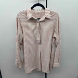 Max Studio Women's Size L White Stripe Long Sleeve Shirt