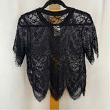 bishop + young Women's Size M Black Lace Short Sleeve Shirt