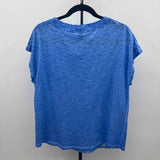Chico's Women's Size L Blue Heathered Short Sleeve Shirt