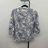 JM Collection Women's Size MP Blue Floral Long Sleeve Shirt