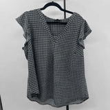 Adrianna Papell Women's Size 1X Black Squares Short Sleeve Shirt