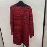 Cable & Gauge Women's Size M Red Geometric Cardigan