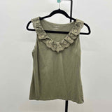 Talbots Women's Size M Olive Eyelet Short Sleeve Shirt