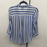 Vixbe Women's Size L Blue Stripe Long Sleeve Shirt