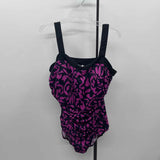 Inc Women's Size 22W Magenta Abstract Swimsuit - 1 Piece