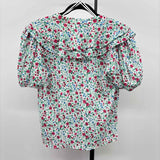 Zara Women's Size M White Floral Short Sleeve Shirt