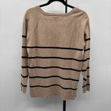 Bobeau Women's Size M Tan Stripe Long Sleeve Shirt