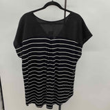 Adrienne Vittadini Women's Size XXL Black Stripe Short Sleeve Shirt
