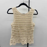 Adiva Women's Size S Ivory Woven Sleeveless Shirt