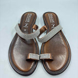 Italian Shoemakers Women's Shoe Size 10 Brown Rhinestones Sandals