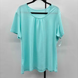 Eddie Bauer Women's Size XXL Aqua Solid Short Sleeve Shirt