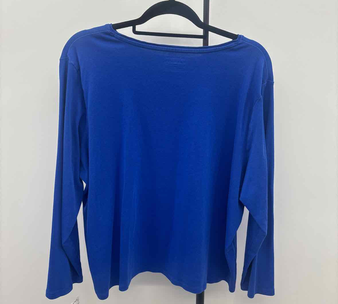 Talbots Women's Size 3X Blue Solid Long Sleeve Shirt