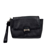 COACH Black Leather TAYLOR Flap-Front Purse w/Wristlet Strap
