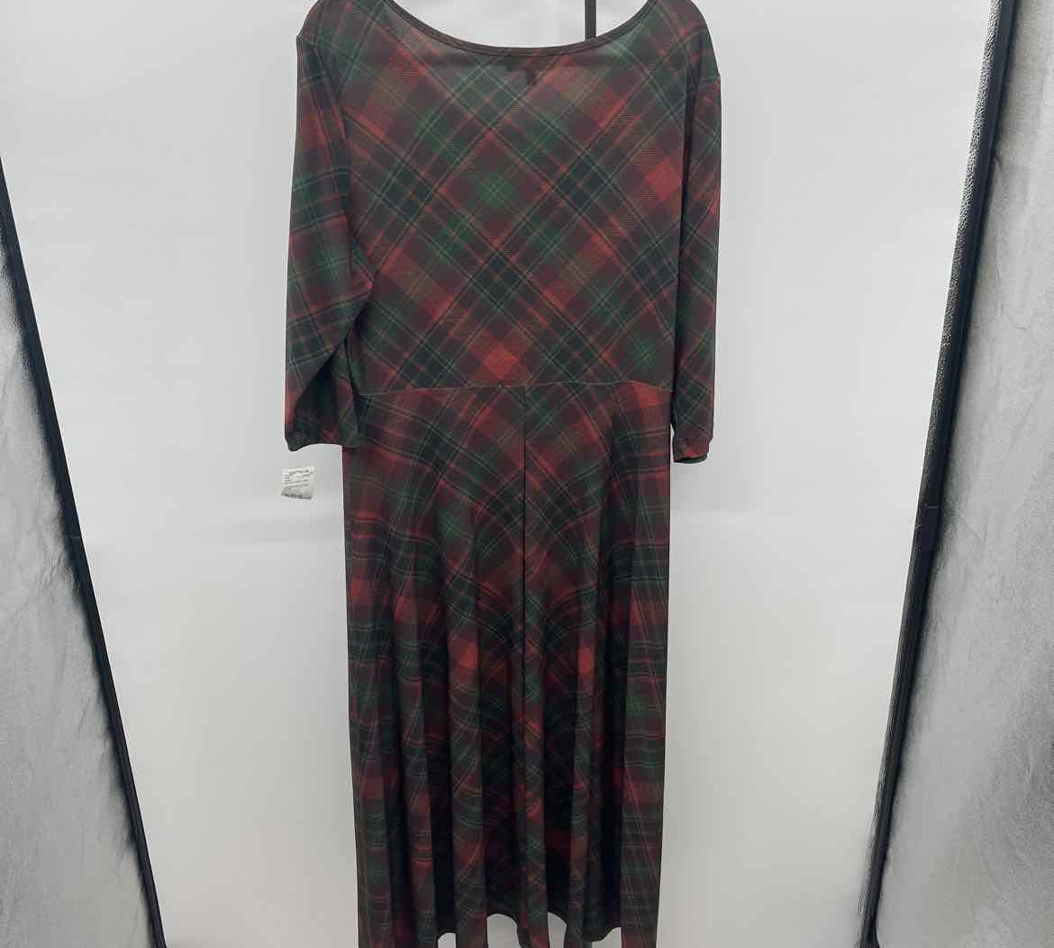 Lbisse Women's Size 18 Green Plaid Dress