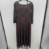 Lbisse Women's Size 18 Green Plaid Dress