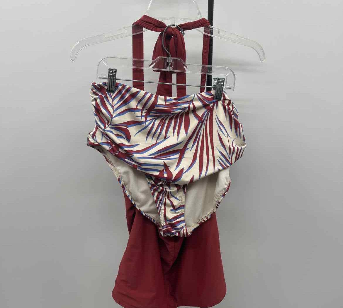 Shade & Shore Women's Size 16 Rust Leaf Swimsuit - 2 Piece