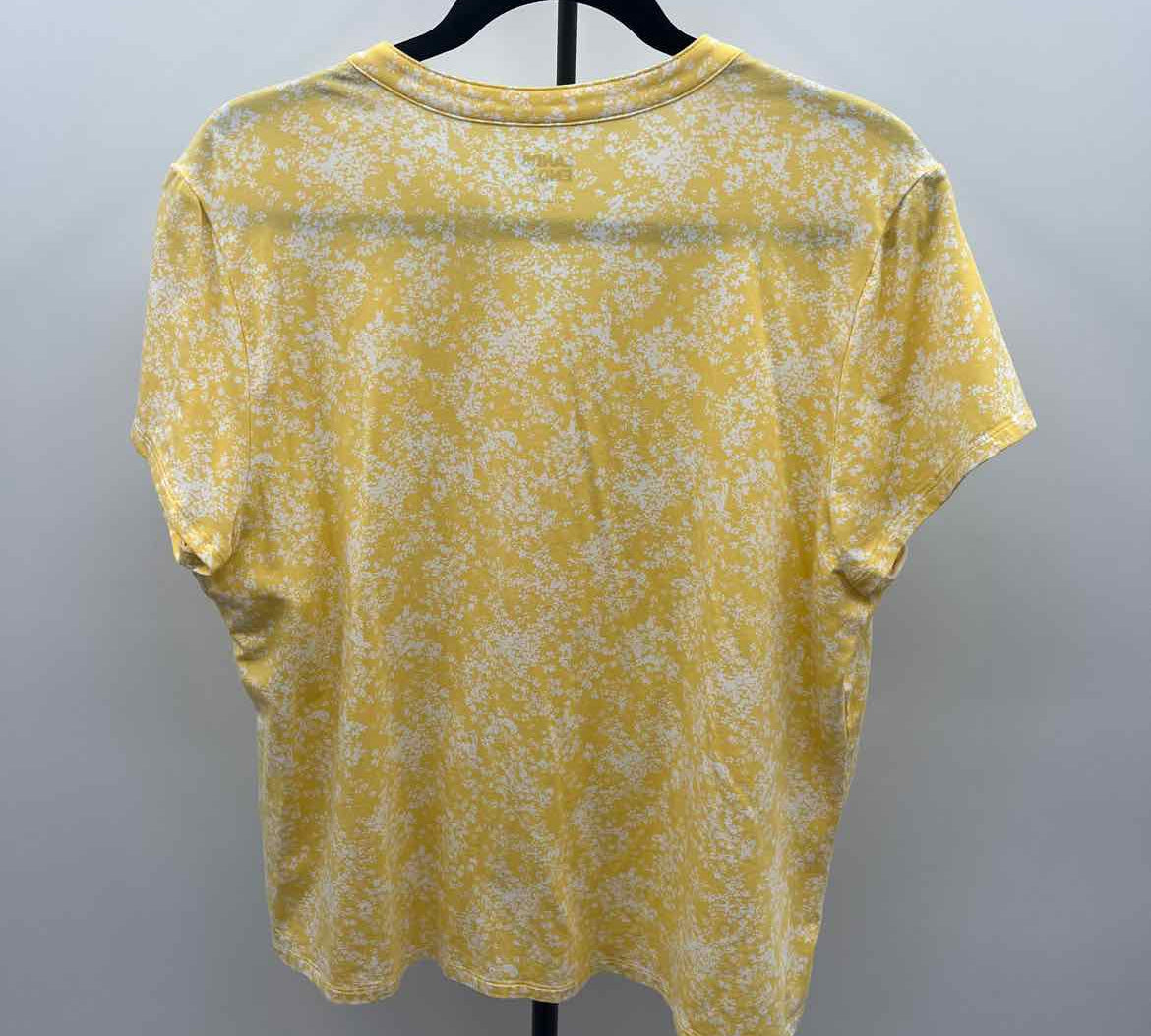 Lands End Women's Size L Yellow Floral Short Sleeve Shirt