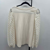 Loft Women's Size L Ivory dotted Long Sleeve Shirt