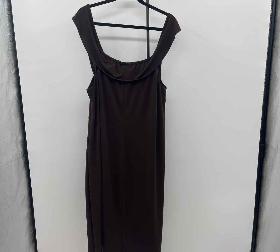 Bold Elements Women's Size 3X Brown Solid Dress