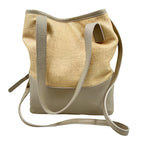 VALENTINA FIORE Leather & Woven Straw Shoulder Tote w/Optional Crossbody Strap