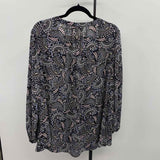 Tahari Women's Size 2X Black Paisley Long Sleeve Shirt