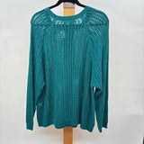 JJill Women's Size M Teal Open Weave Sweater