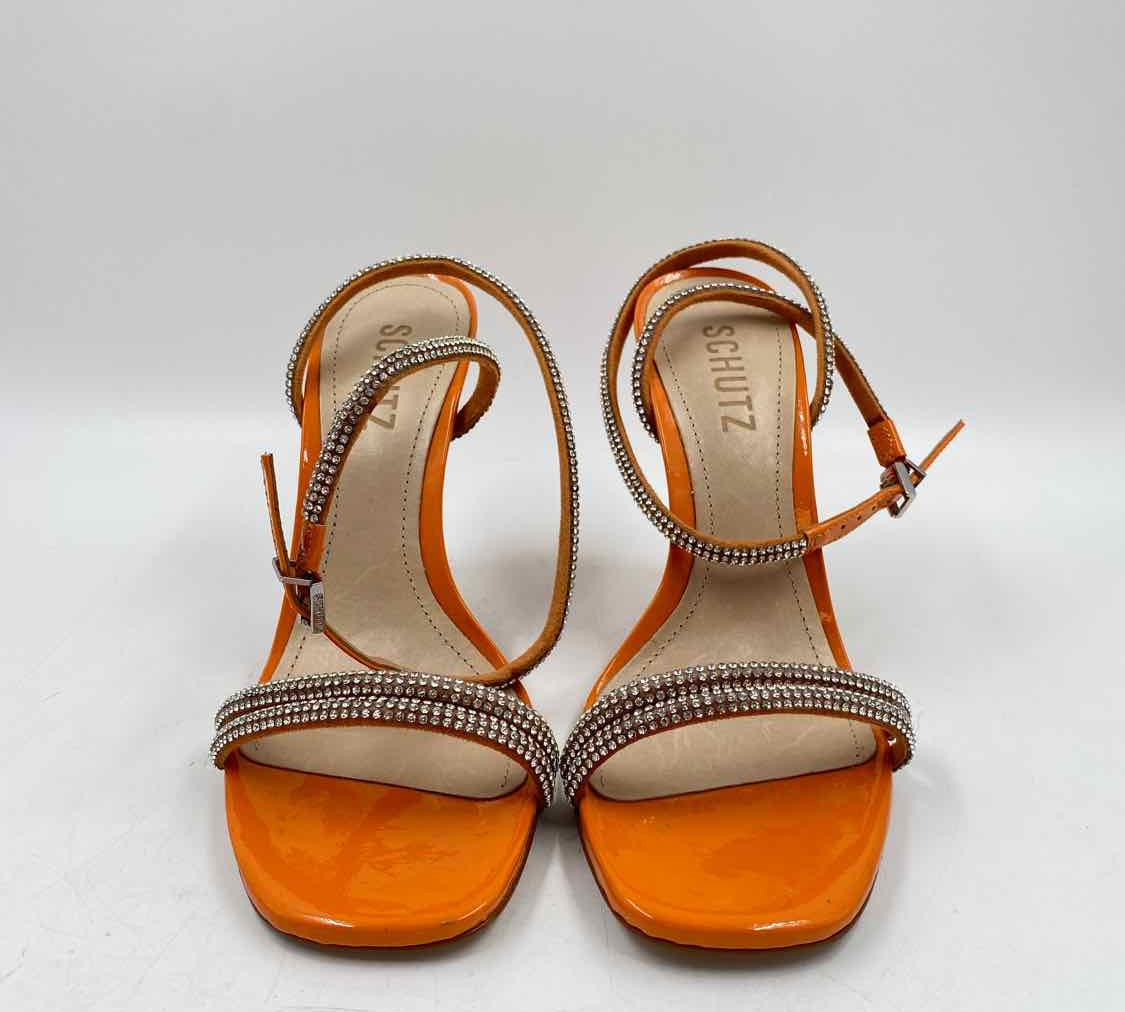 Schutz Women's Shoe Size 7.5 Orange Rhinestones Heels