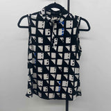 DKNY Women's Size S Black Abstract Sleeveless Shirt