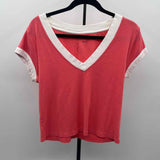 Pilcro Junior's Size L coral Ribbed Short Sleeve Shirt