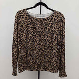Loft Women's Size MP Black Floral Long Sleeve Shirt