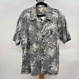 Panama Jack Men's Size XL Charcoal Ramie/Cotton Floral Short Sleeve Shirt