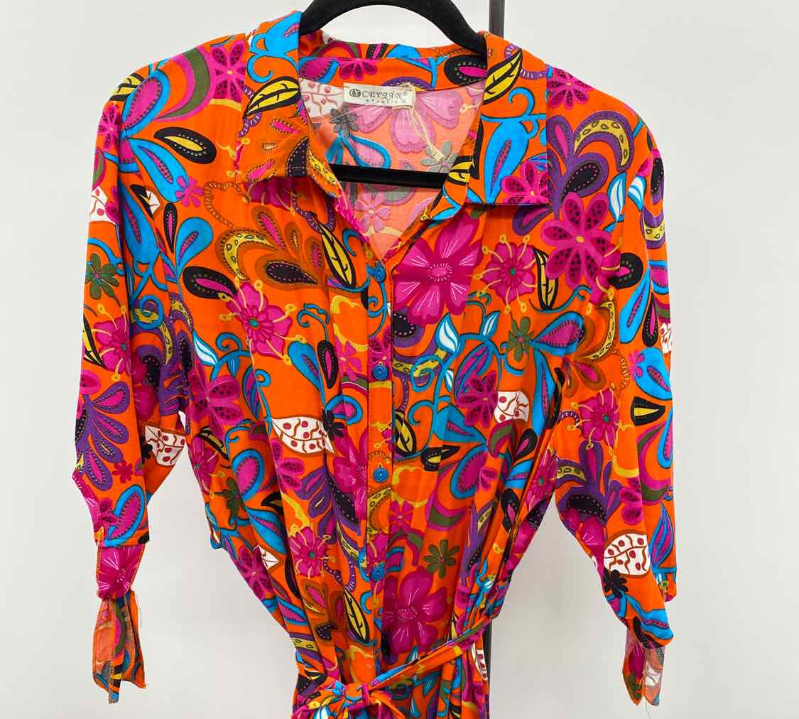 CEYLIN Women's Size 16 Orange Floral Dress